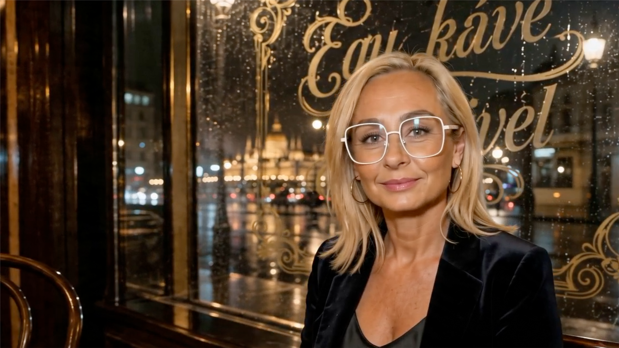 Szabó Mici az Egy kávé Micivel kávéházi helyszínén